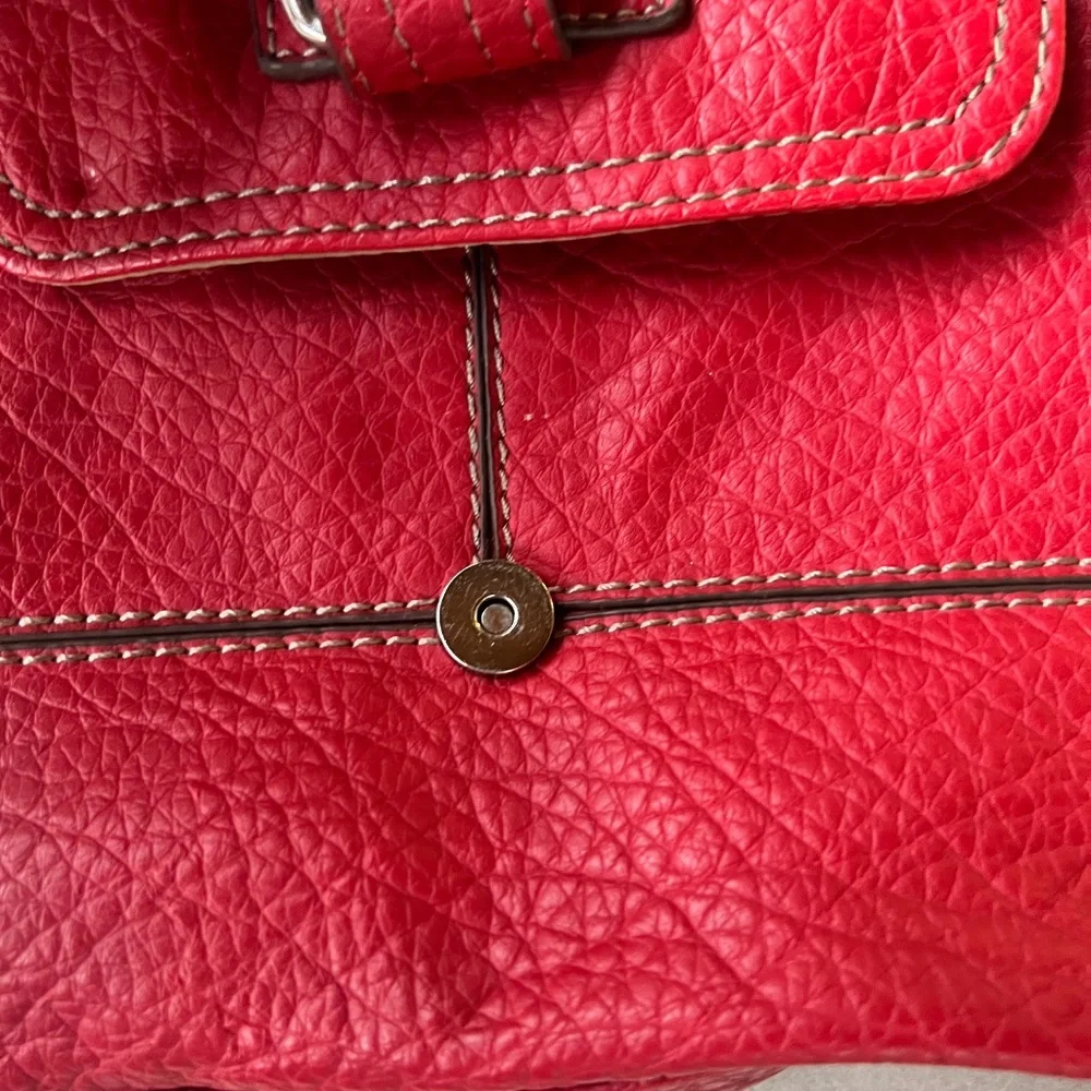Red Faux Leather Nine West Purse with Adjustable Shoulder Strap